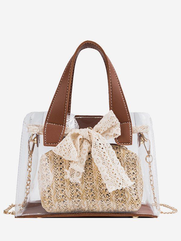

Sweet Bow Transparent Tote Bag, Brown