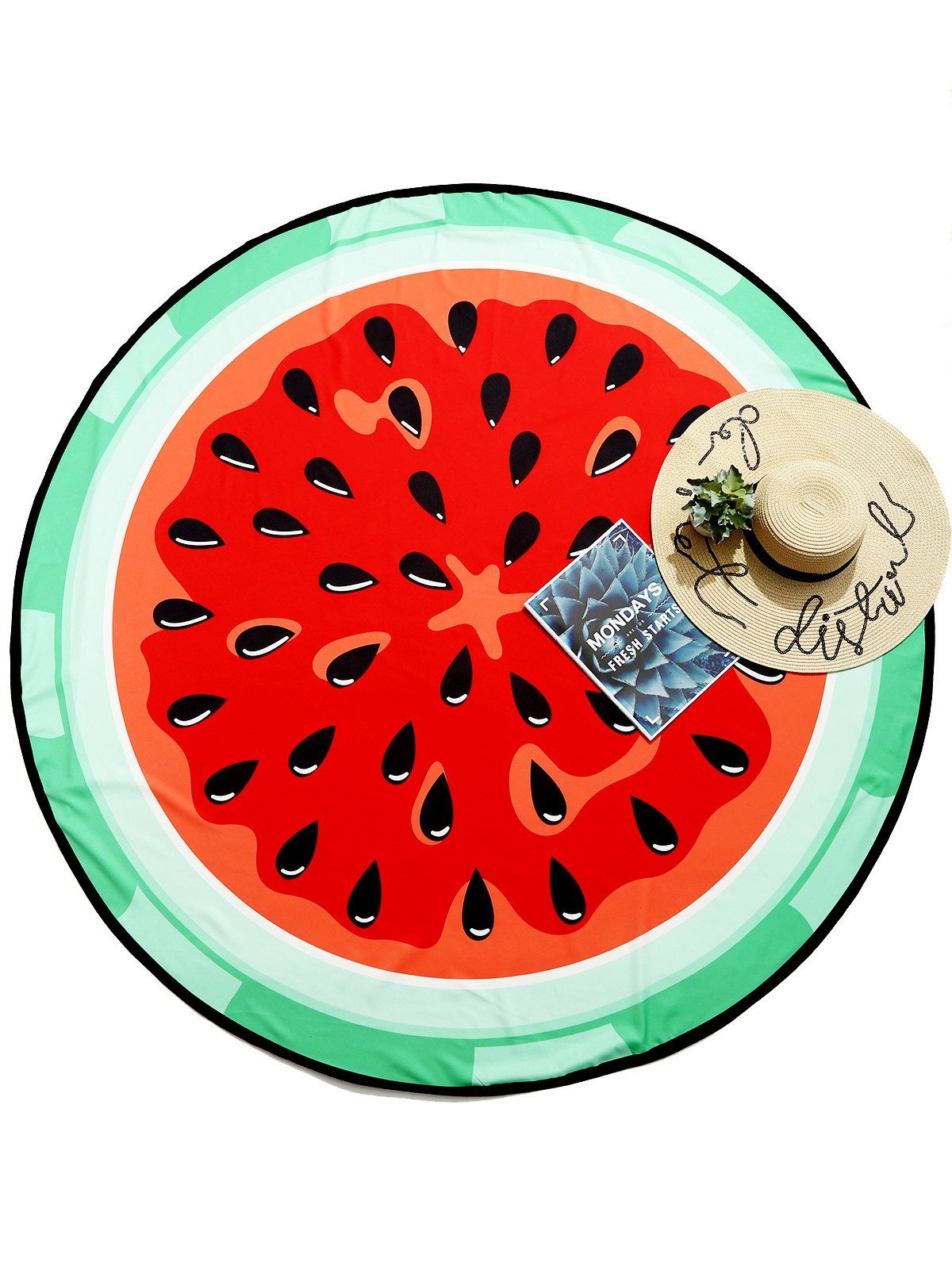 

Round Watermelon Sunbath Beach Throw, Multi