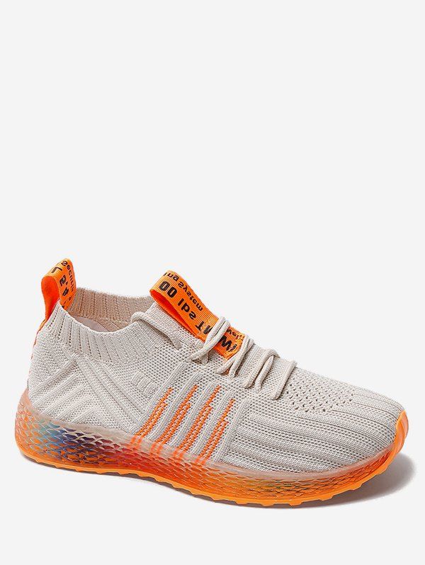 

Knit Mesh Breathable Gradient Running Shoes, Beige