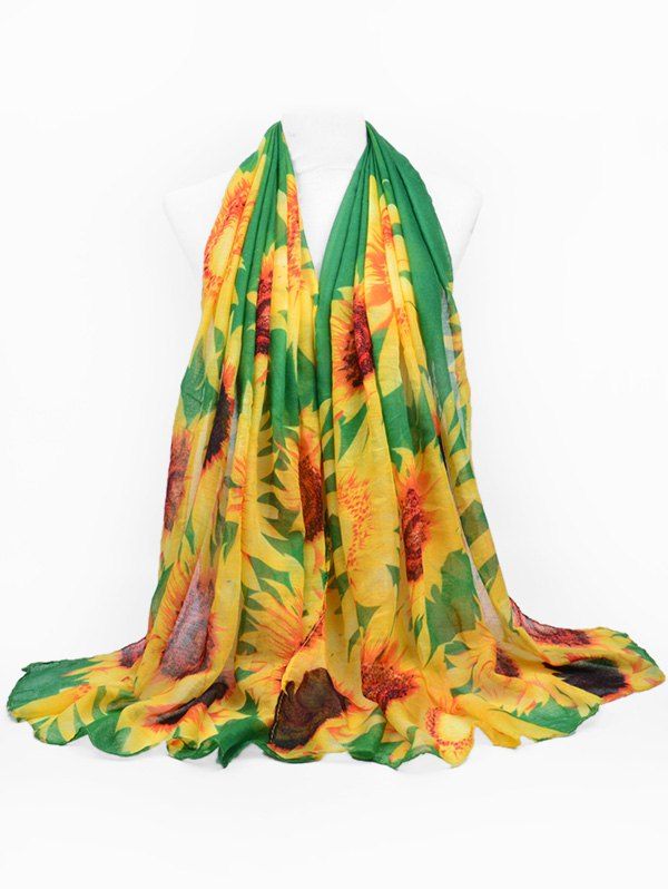 

Sunflower Print Beach Long Scarf, Green