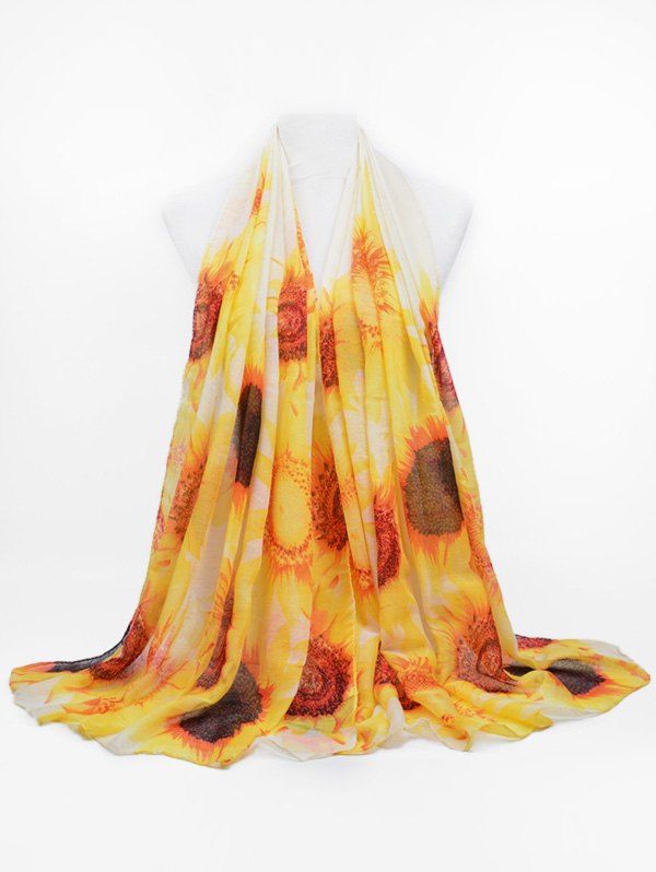 

Sunflower Print Beach Long Scarf, Beige