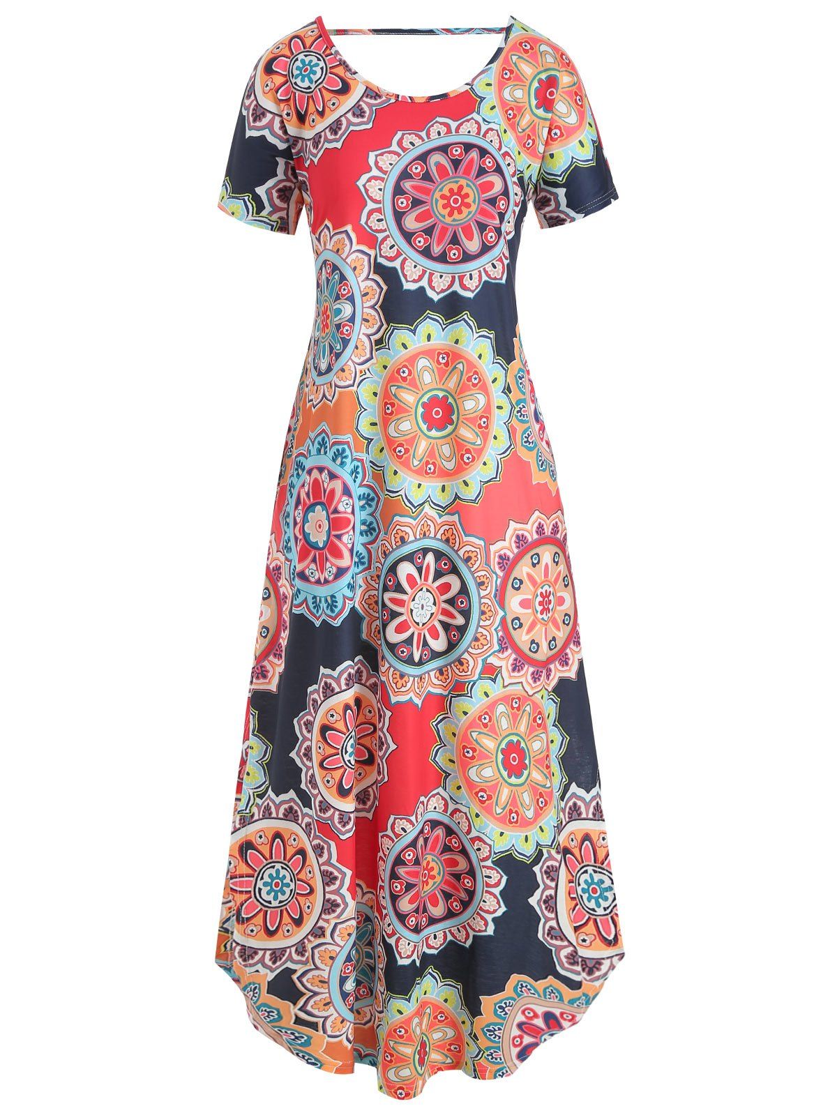 

Floral V Back Pocket Dress, Multi-b