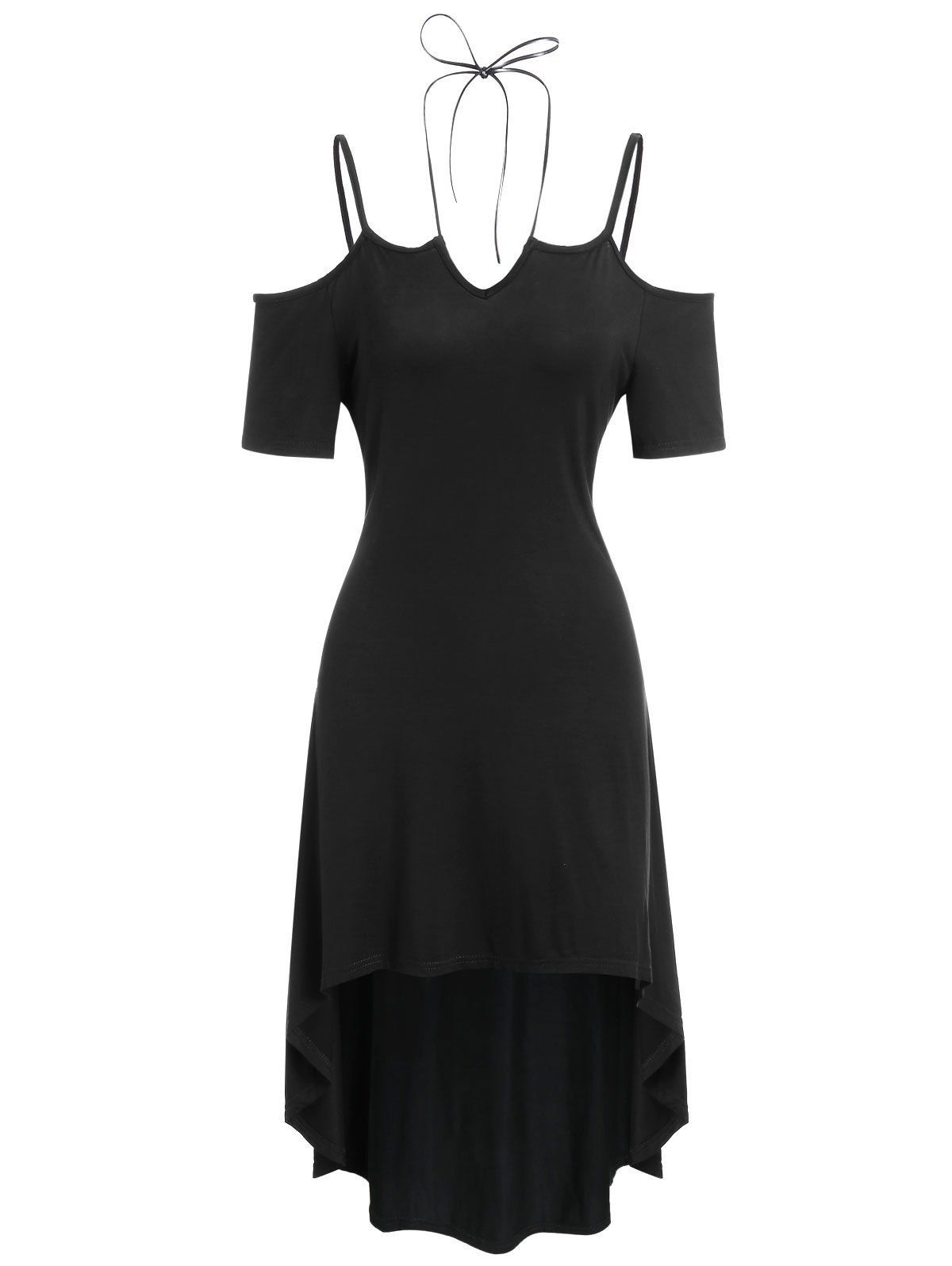 

Strappy High Low Casual Midi Dress, Black