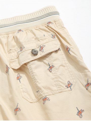 

Print Decoration Casual Shorts, Light khaki