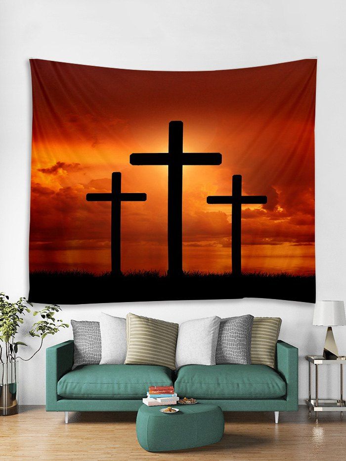 

3D Print Cross Sunset Wall Tapestry, Chocolate