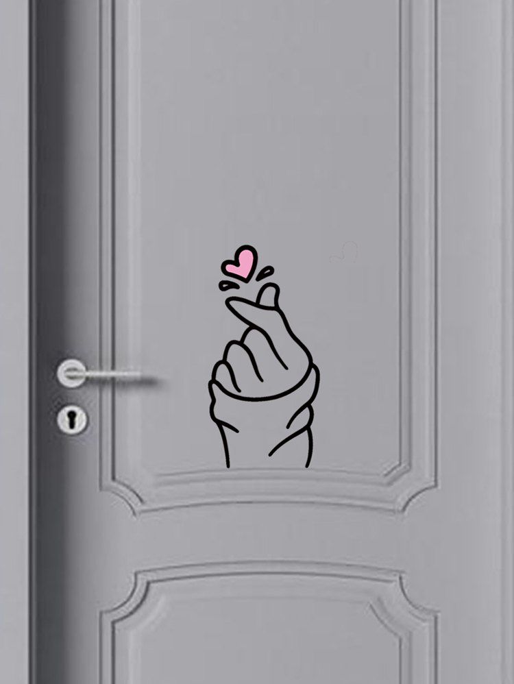 

Heart Gesture Print Removable Wall Art Stickers, Black