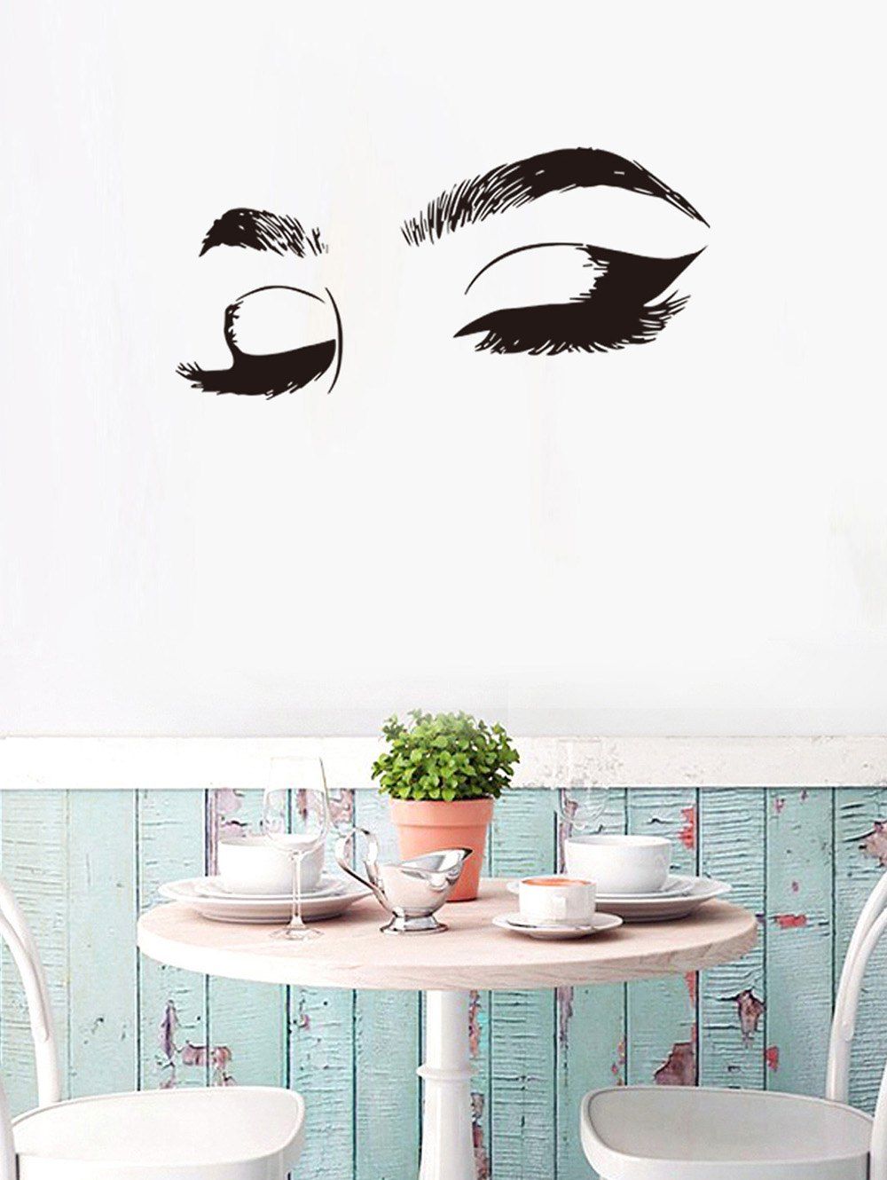 

Eyelashes and Eyebrows Print Removable Wall Art Stickers, Black