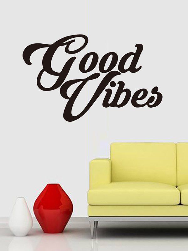 

Good Vibes Print Removable Wall Art Stickers, Black