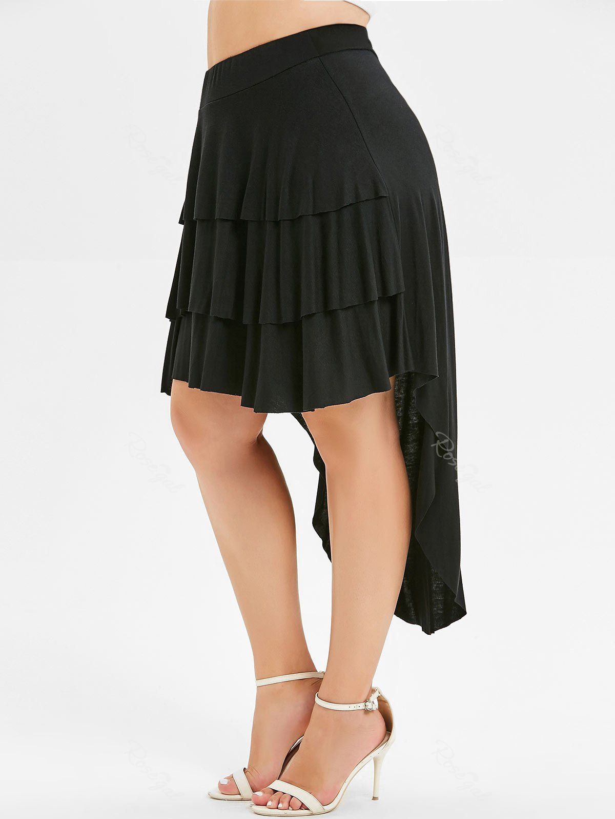 

Layered High Low Plus Size Skirt, Black
