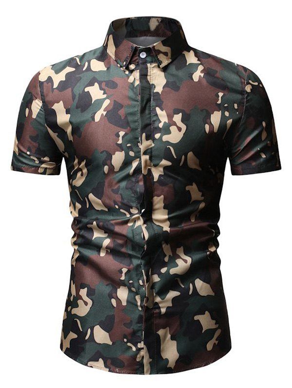 

Camouflage Print Short Sleeve Shirt, Army green