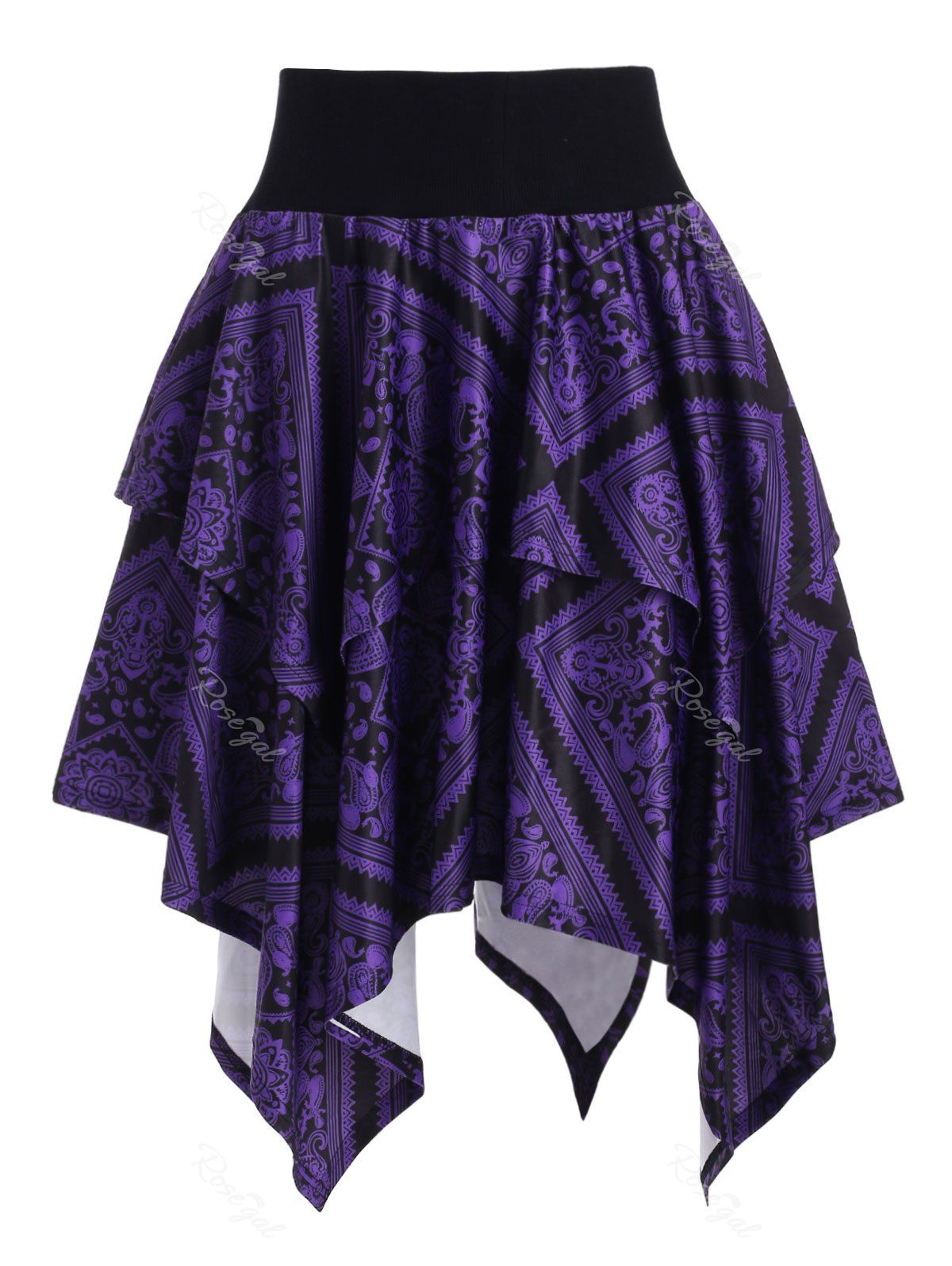 [32% OFF] Layered Handkerchief Printed Plus Size Skirt | Rosegal