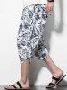 Pantalon Sarouel Décontracté avec Imprimée Fleur - Blanc 3XL