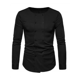 

Long Sleeves Double Buttons Shirt, Black