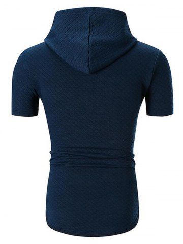 

Grid Print Curved Hem Hooded Tee, Cadetblue