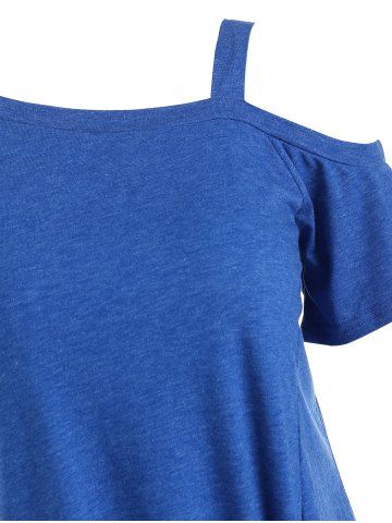 

Open Shoulder Twisted Tunic Tee, Denim blue