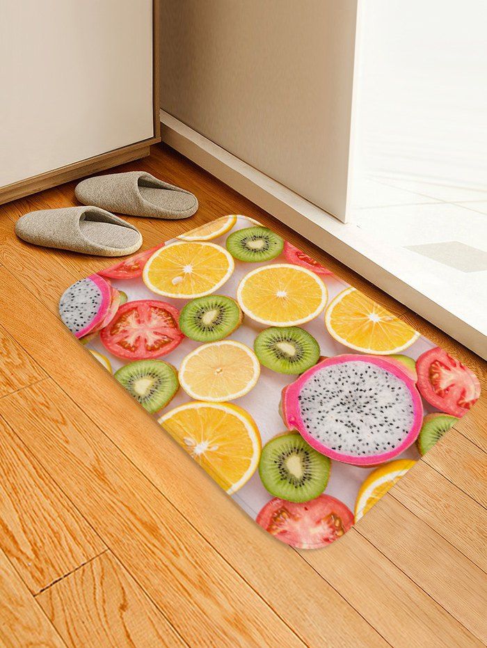 

3D Fruit Printing Anti-slip Floor Rug, Multi-a