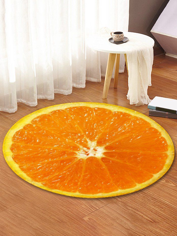 

Orange Pattern Round Floor Mat, Dark orange