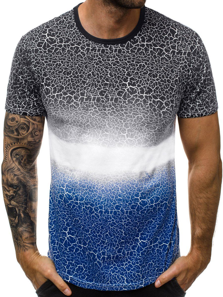 

Gradient Printed Crew Neck T Shirt, Blue