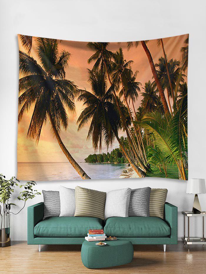 

Coconut Tree Pattern Wall Tapestry, Bee yellow