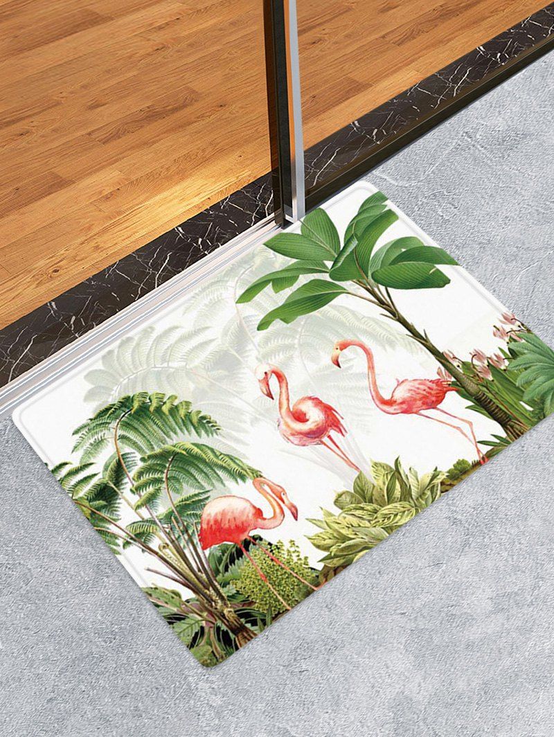 

Flamingo Plant Print Rug, Pine green