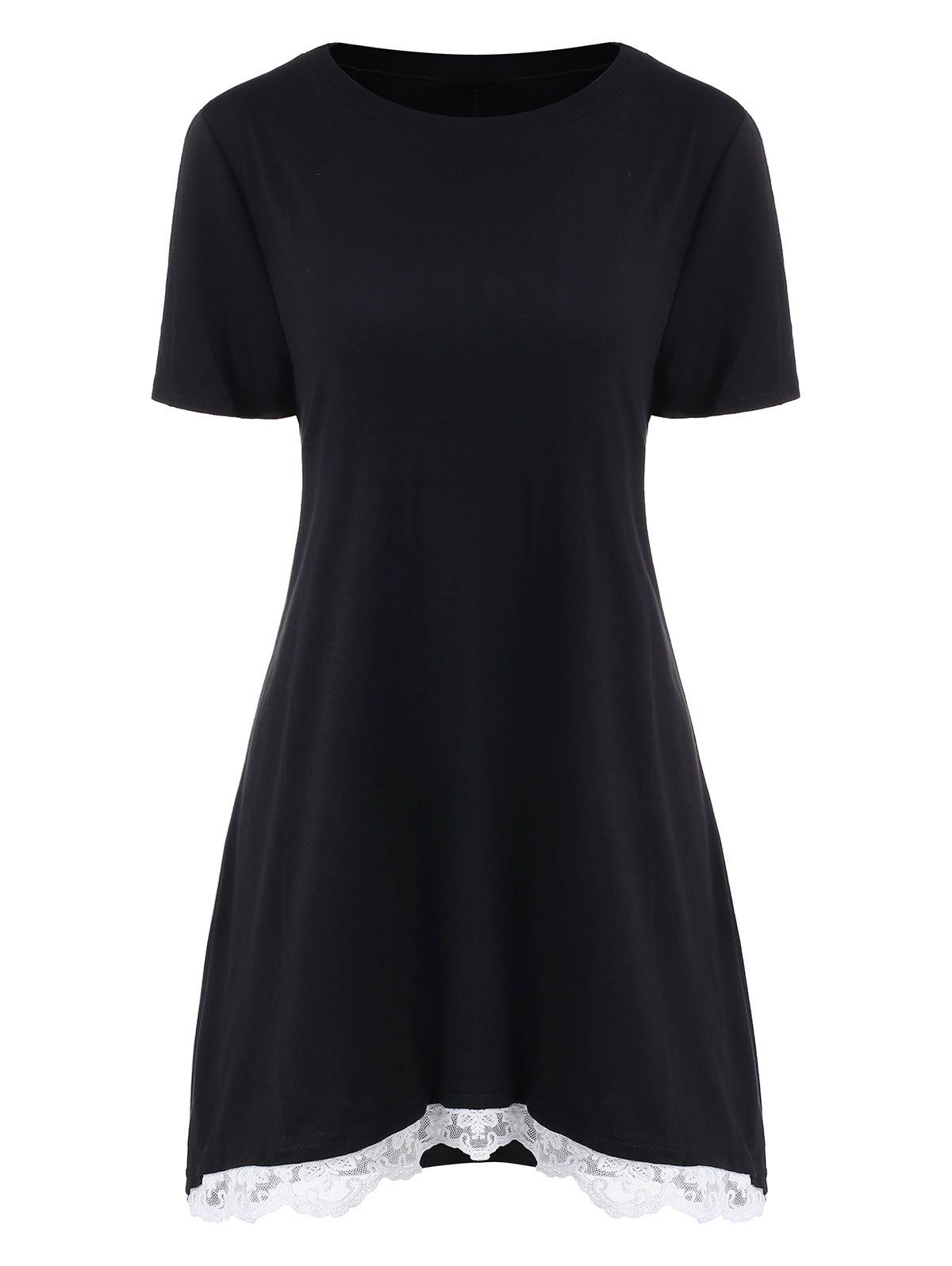 

Lace Panel A Line Tunic Tee, Black