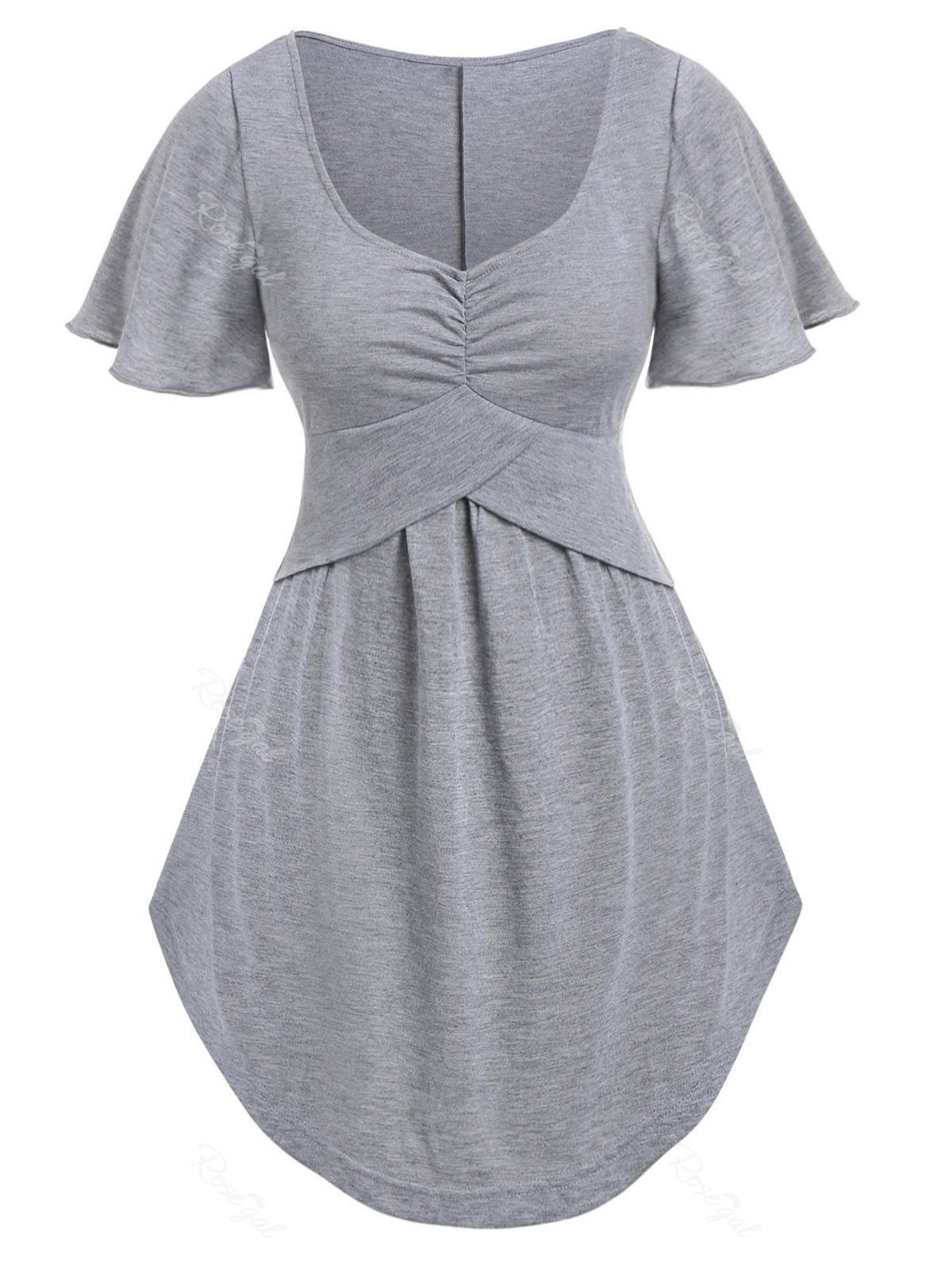 

Plus Size Tunic Solid T Shirt, Gray