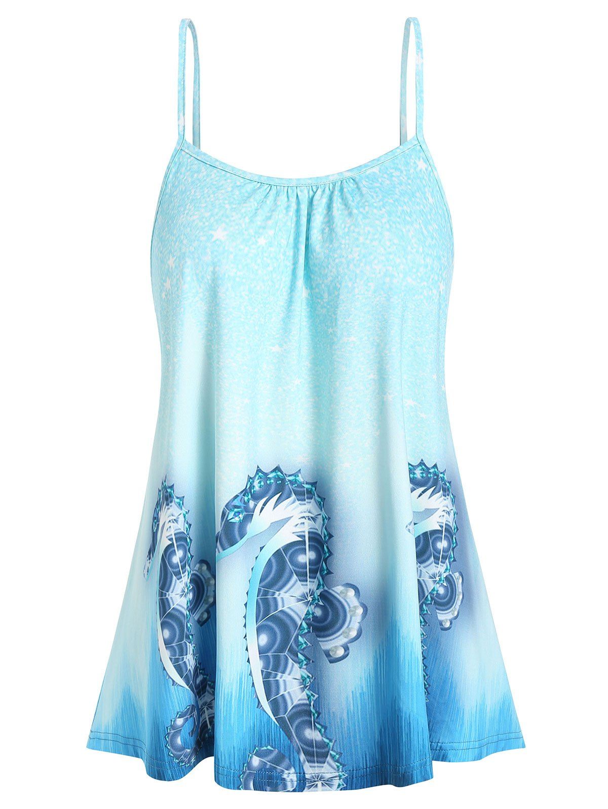 

Printed Flare Cami Tank Top, Light aquamarine