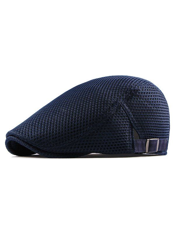 

Mesh Trim Solid Color Design Beret, Deep blue