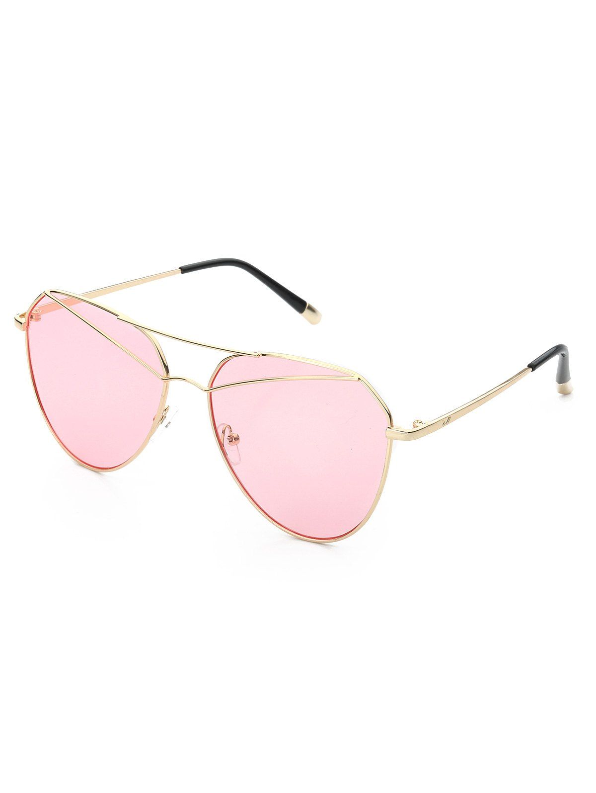 

Vintage Metal Bar Pilot Sunglasses, Light pink