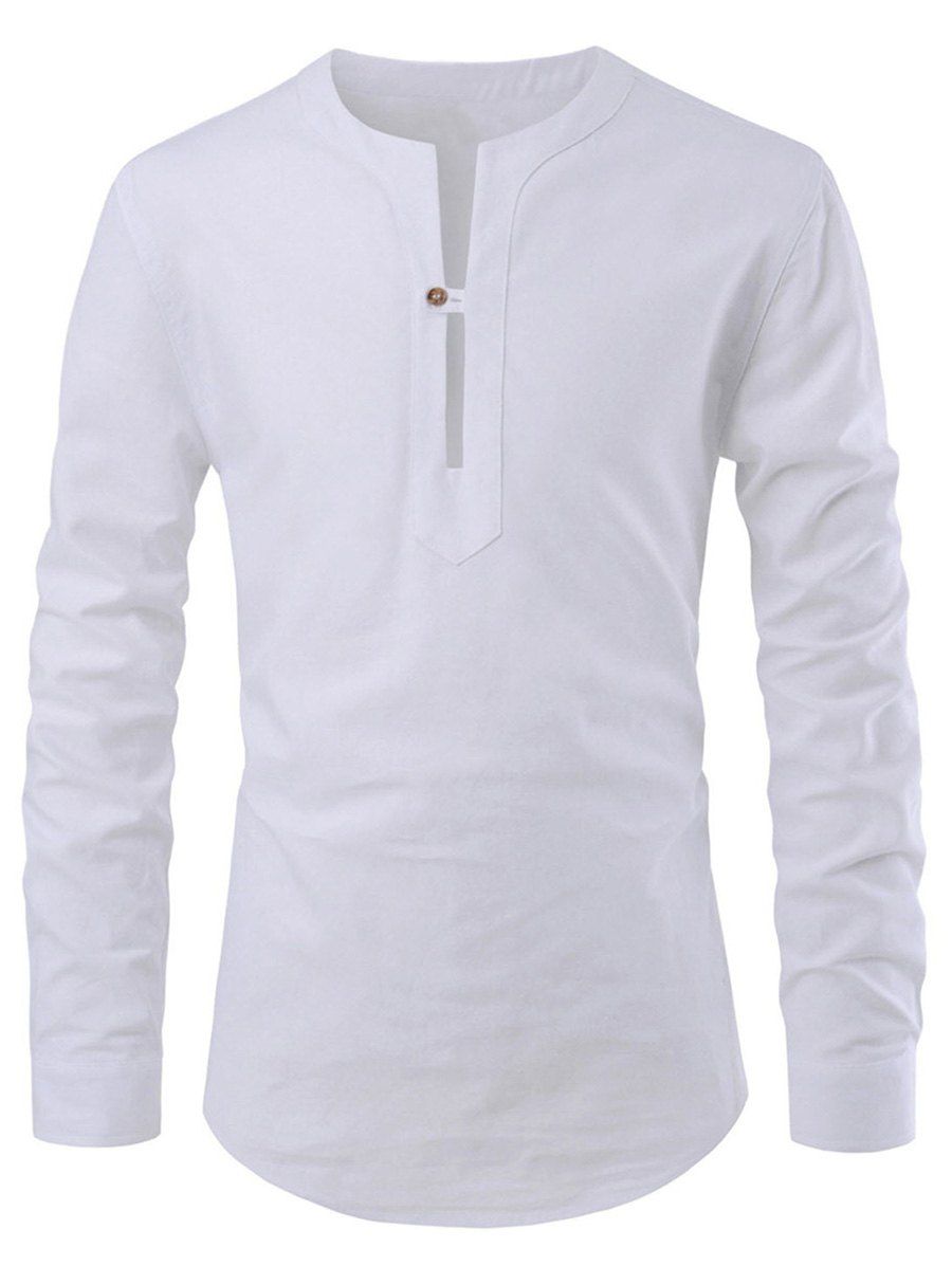 

Solid Color Hollow Long Sleeves Shirt, White