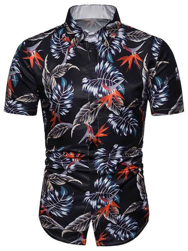

Leaves Print Hawaii Short Sleeve Shirt, Multi