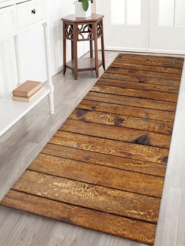

Wood Grain Printed Floor Mat, Tiger orange