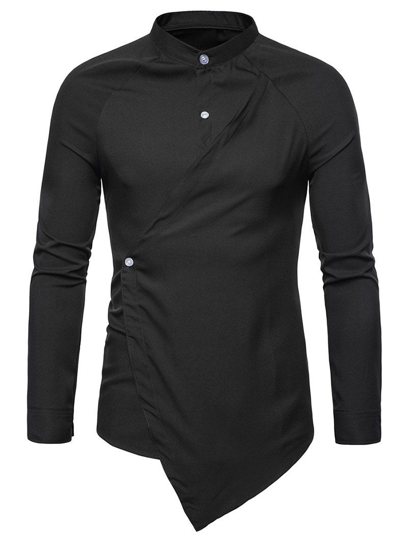 

Asymmetric Solid Color Shirt, Black