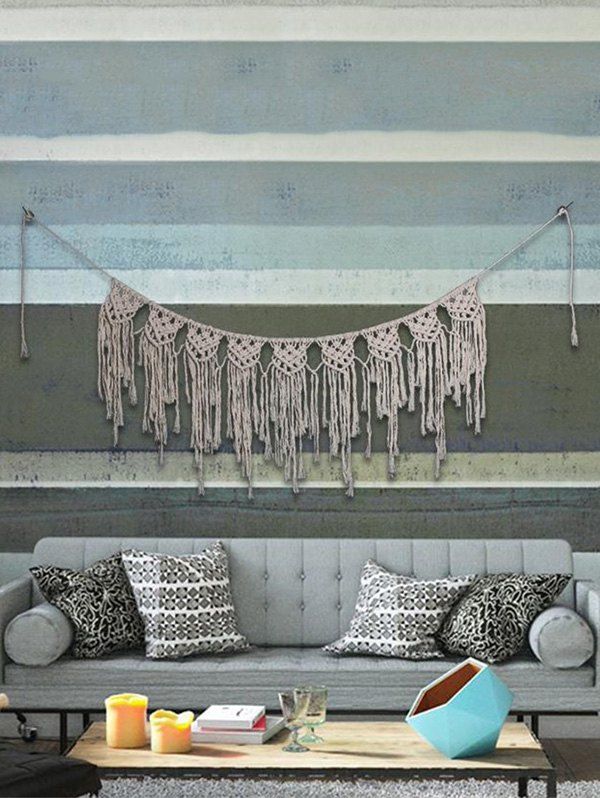 

Home Decoration Fringed Macrame Wall Hanging, Warm white