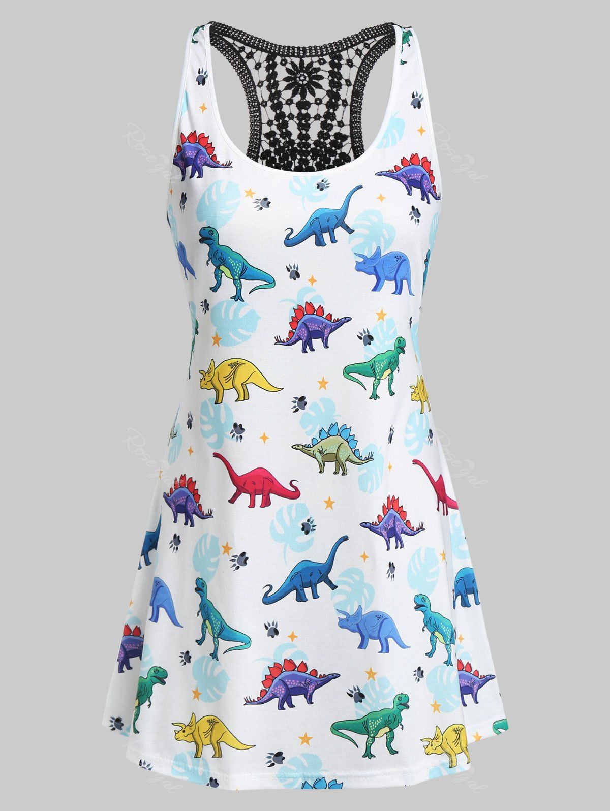 

Plus Size Dinosaur Print Tank Top, White