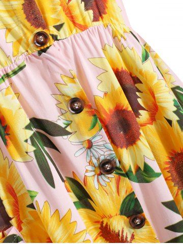 

Plus Size Sunflower Print Cami Dress, Pig pink