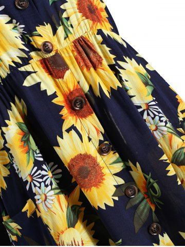 

Plus Size Sunflower Print Cami Dress, Dark slate blue