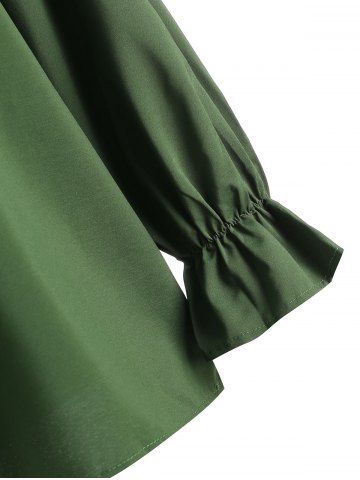 

Off Shoulder Smocked Bowknot Back Blouse, Deep green