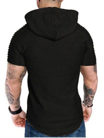 

Hooded Ruched Sleeve T-shirt, Black