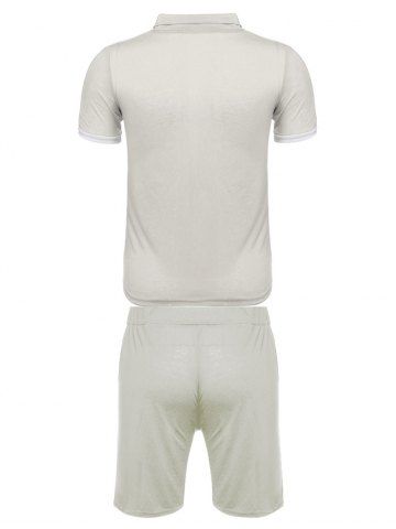 

Contrast Shirt Collar Tee and Shorts, Light gray