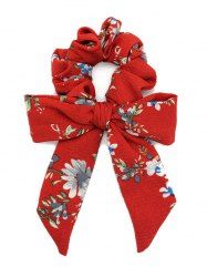 Flower Print Bow Elastic Hair Band Scrunchies -  