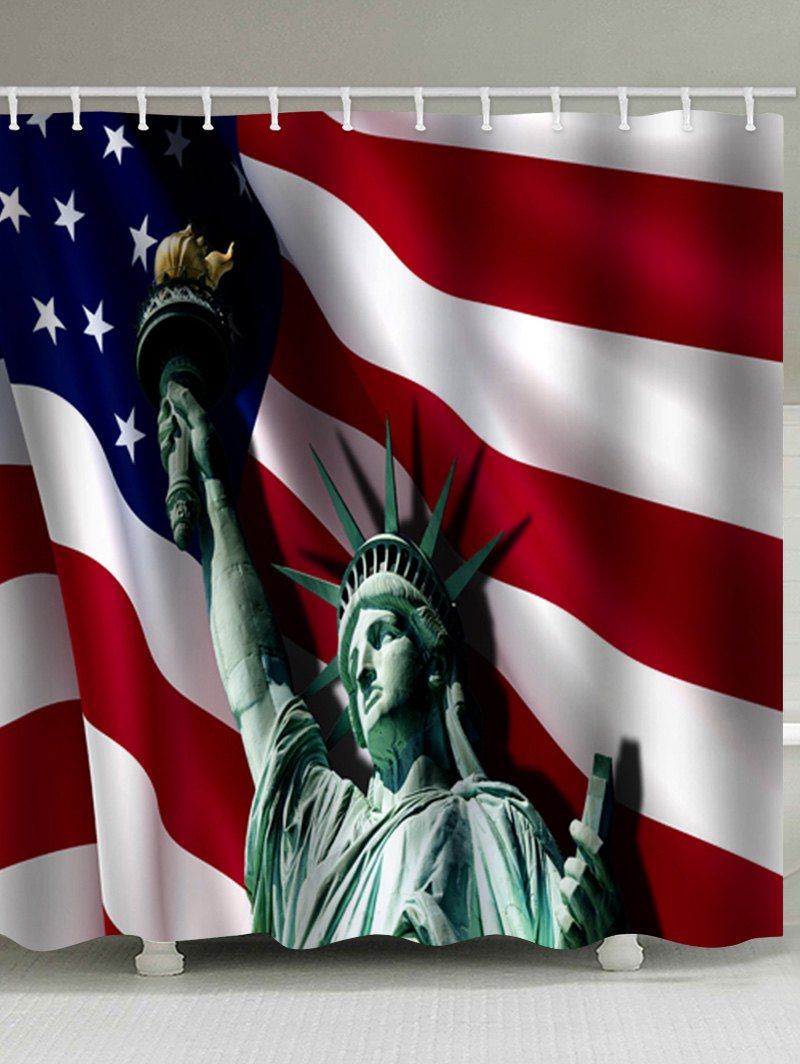 

American Flag Statue of Liberty Waterproof Shower Curtain, Multi