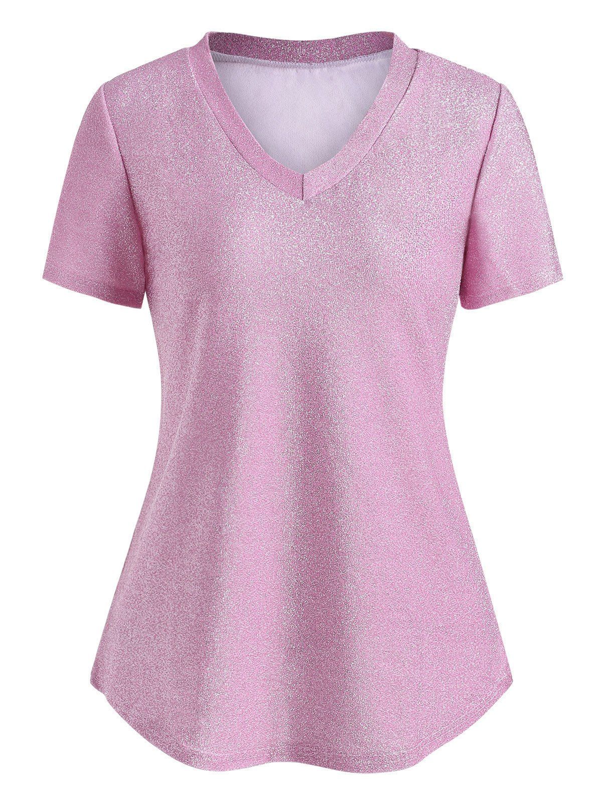 

V Neck Sparkly T-shirt, Pink