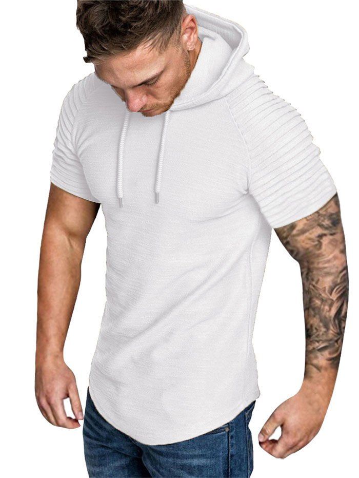 

Hooded Ruched Sleeve T-shirt, White