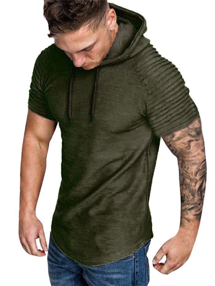 

Hooded Ruched Sleeve T-shirt, Army green