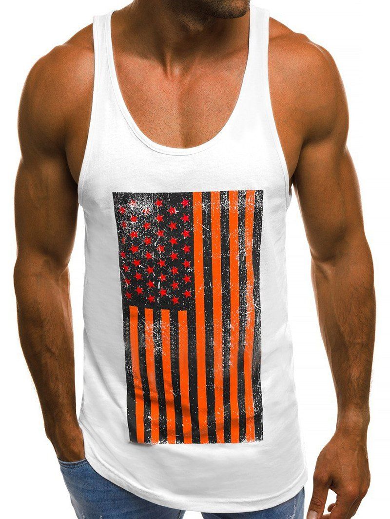 

American Flag Graphic Tank Top, White
