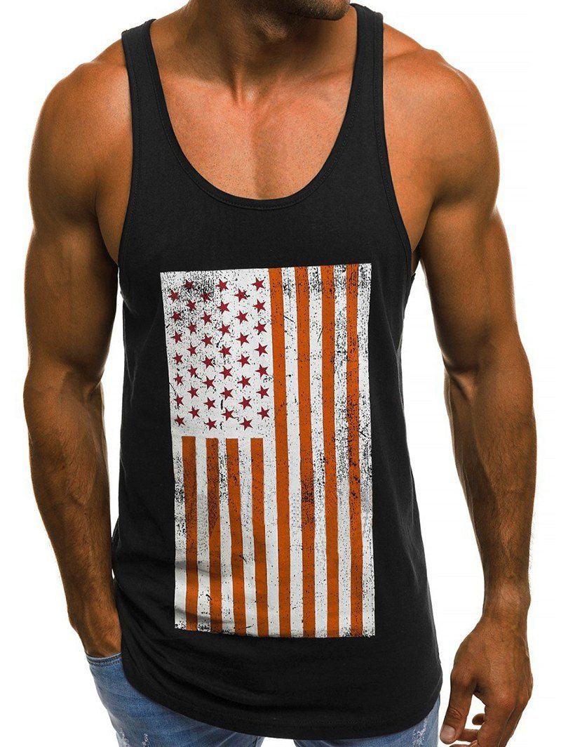 

American Flag Graphic Tank Top, Black
