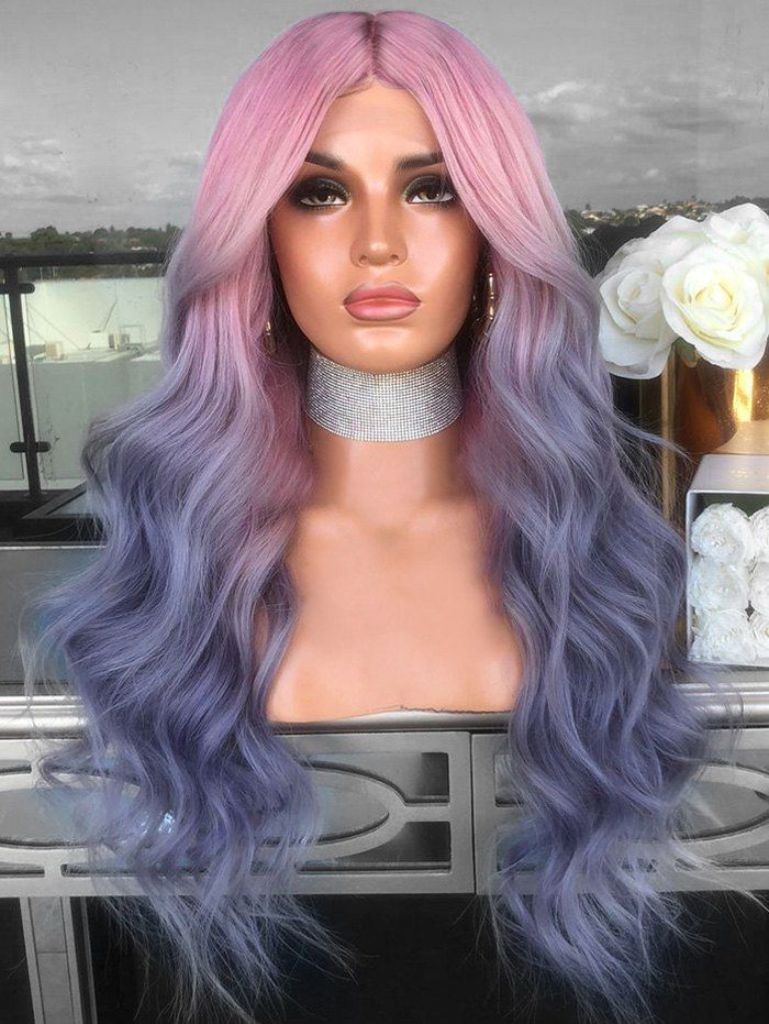 

Middle Part Ombre Long Colormix Wavy Cosplay Synthetic Wig, Multi