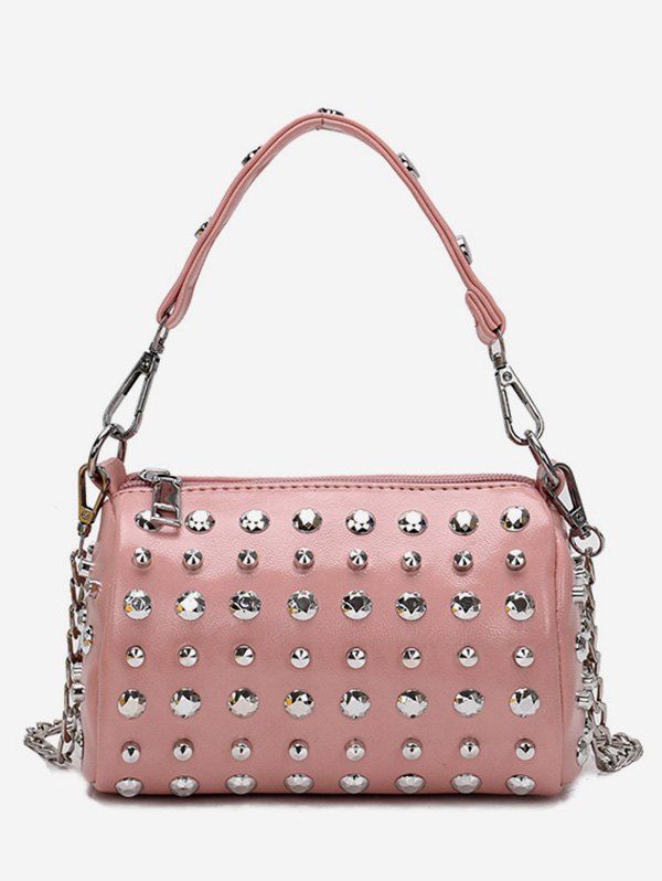 

Studded PU Leather Handbag, Pink