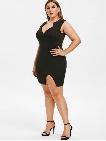 

Rosegal Plus Size Slit Bodycon Dress, Black